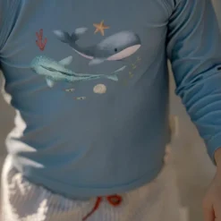 T-shirt de bain anti-UV manches longues Ocean Blue (1-2 ans)|Little Dutch