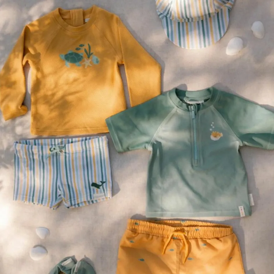 Best Little Dutch T-shirt de bain anti-UV manches longues Seashells Sunny Yellow (3-4 ans)