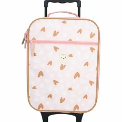 Valise à roulettes enfant Coeurs rose et caramel|Kidzroom New