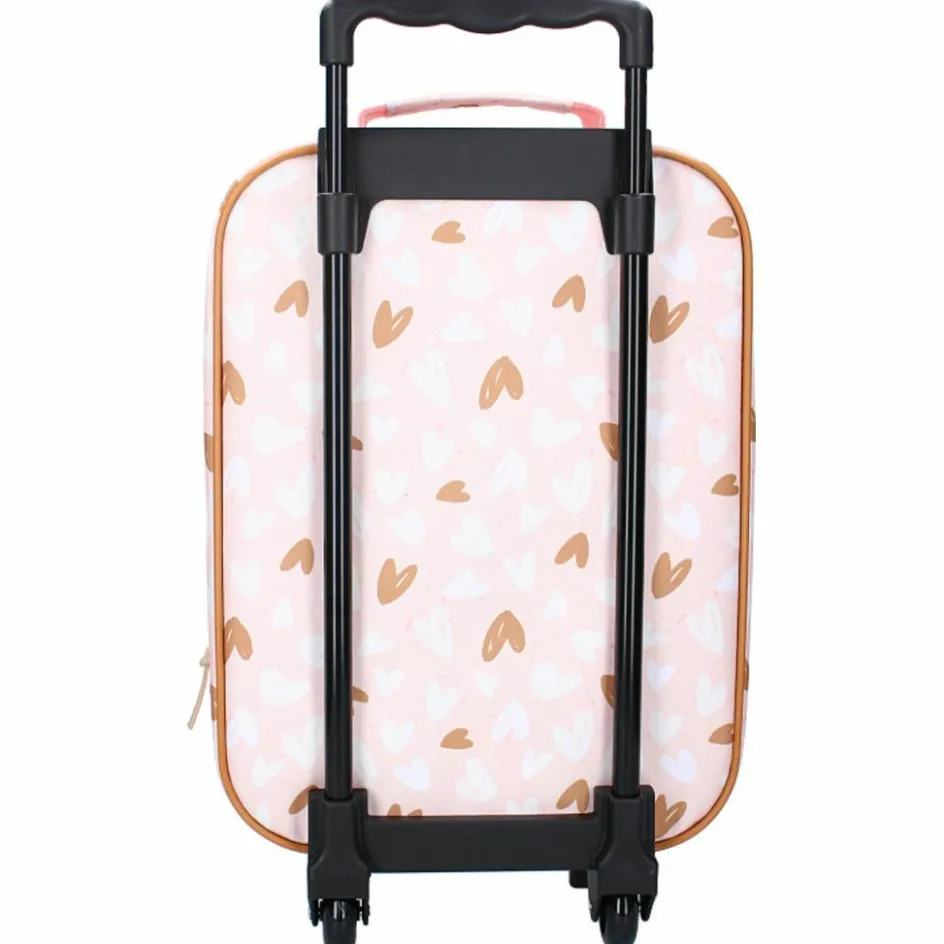 Valise à roulettes enfant Coeurs rose et caramel|Kidzroom New