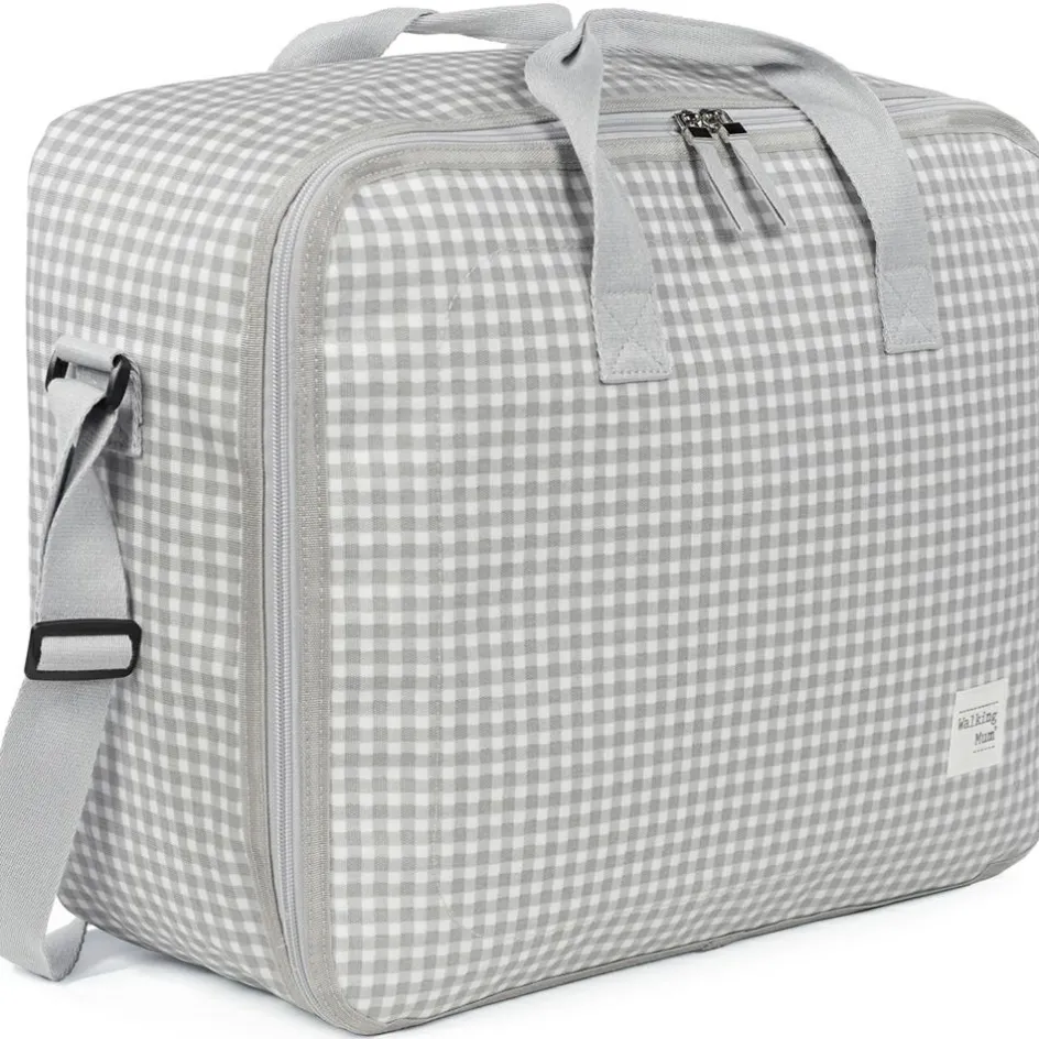 Valise de maternité I love vichy gris|Walking Mum Best