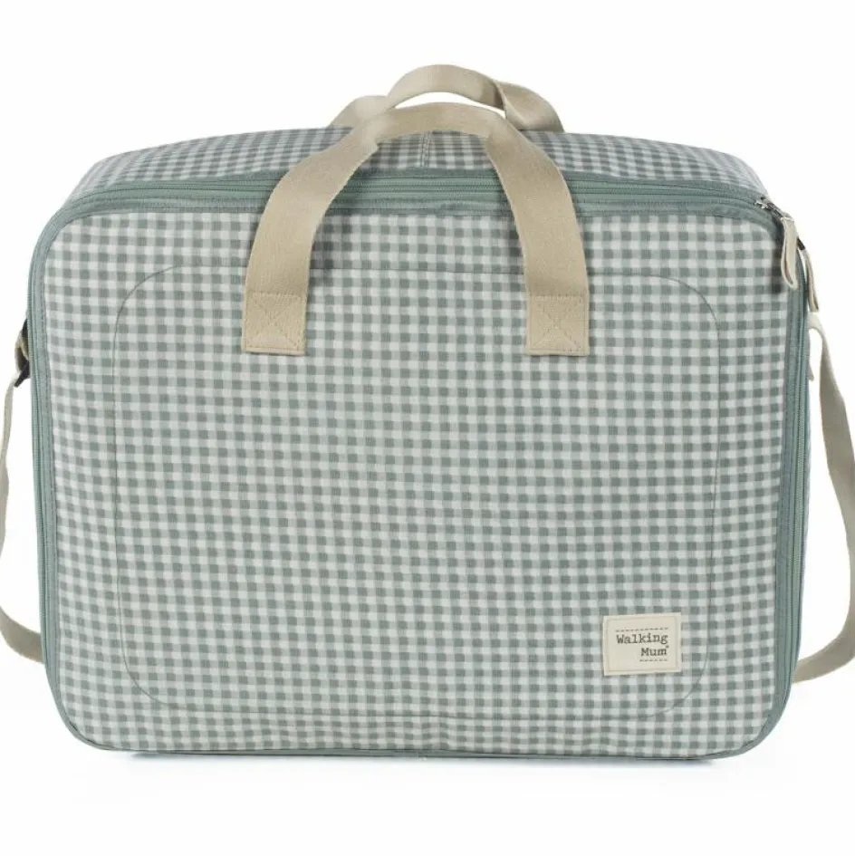 Online Walking Mum Valise de maternité I love vichy vert