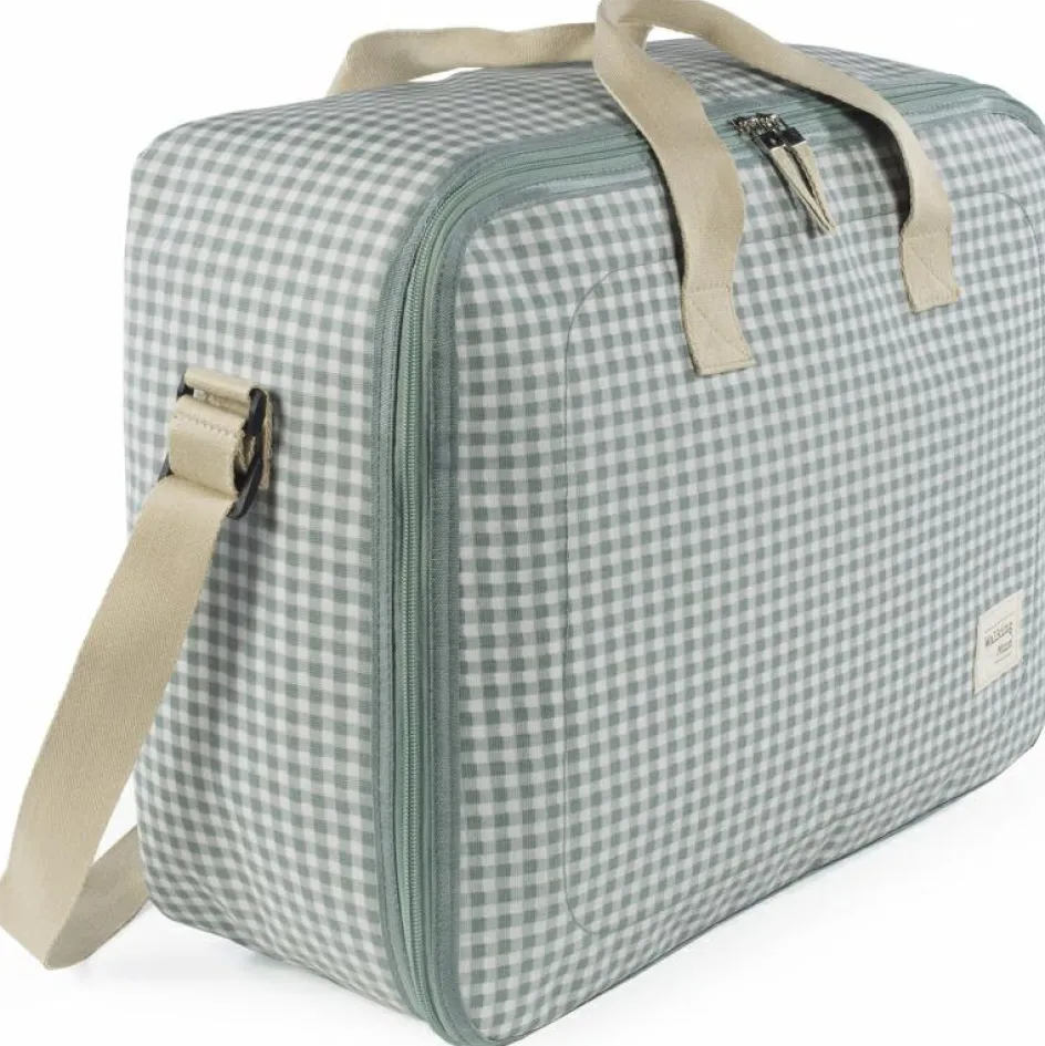 Online Walking Mum Valise de maternité I love vichy vert