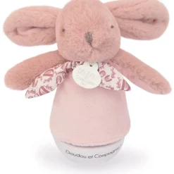 Discount Doudou et Compagnie Veilleuse musicale culbuto rose Lapin Doudou (24 cm)